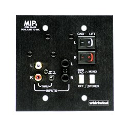 Whirlwind MIPAIB/PS - Inputs XLRF 3.5mm TRS  Output Balanced Screw Terminal  Mono HPF Linkable 1-Gang Black W/ Power Supply